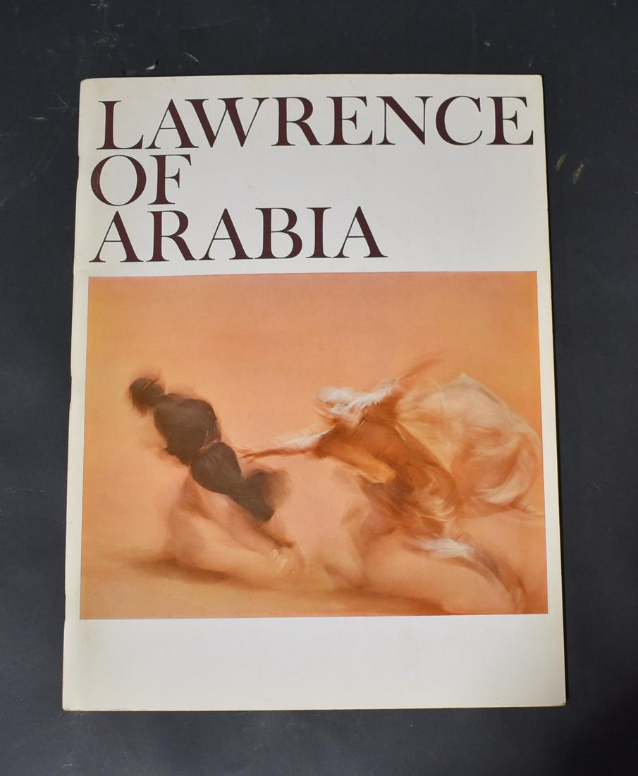Lawrence of Arabia Film Program: 1962. 40pg. original souvenir program from the roadshow engagement of the Oscar winner of 1962. Directed by David Lean and starring Peter O'Toole, Omar Sharif, Alec Guinness, etc. Excellent Condition.