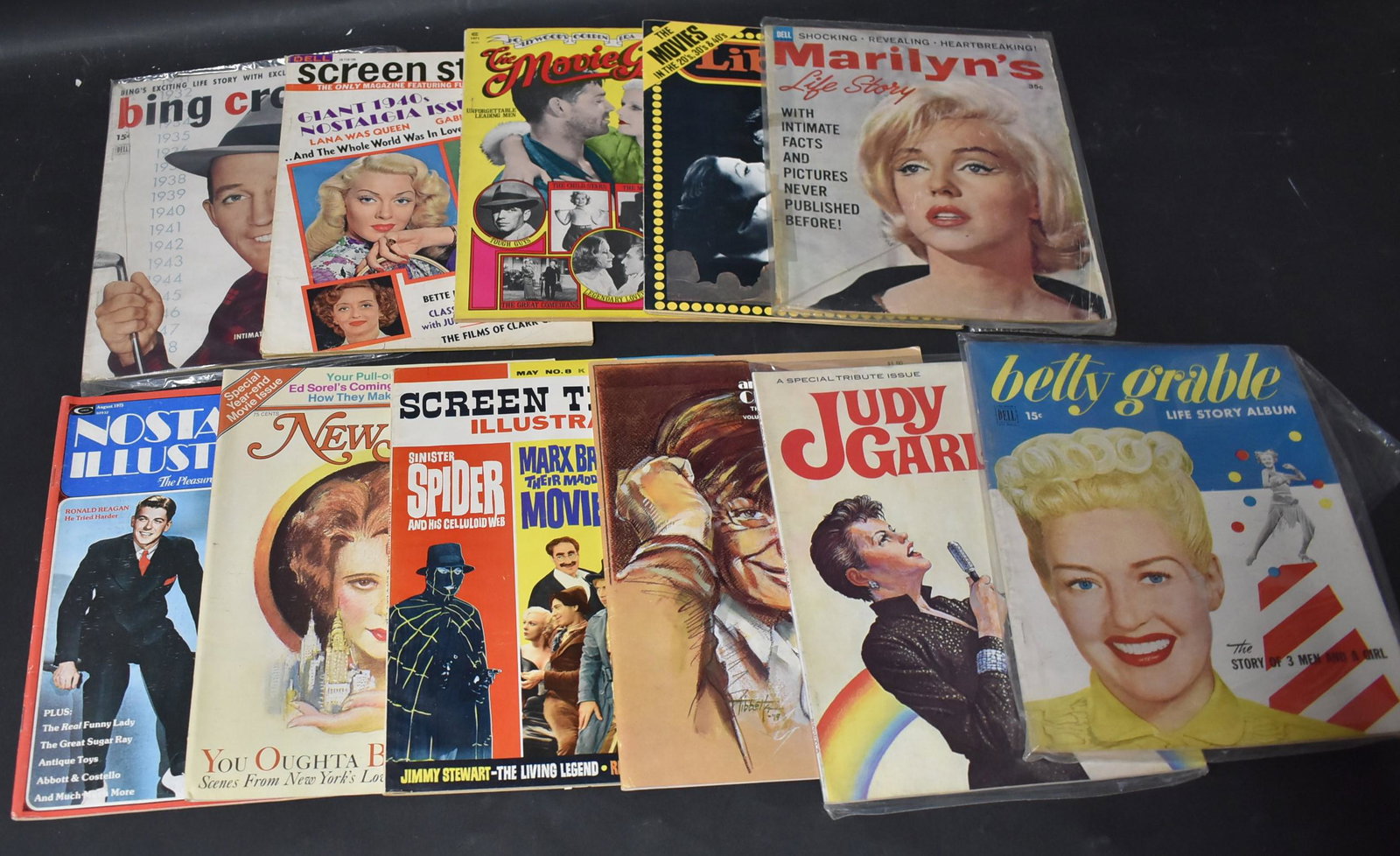 Celebrity Magazines 1949-1970s (11): Includes Betty Grable, Marilyn Monroe, Judy Garland, Will Rogers, Jimmy Stewart, and Bing Crosby.