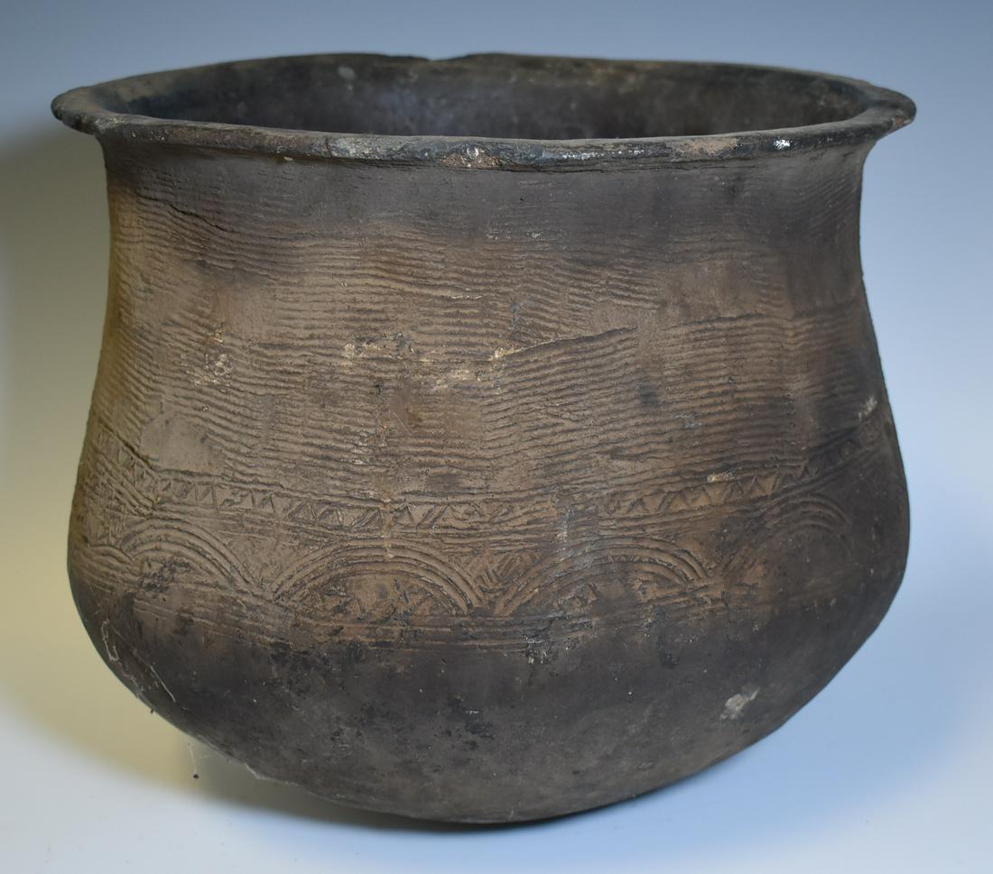 Ancient Nigerian, Nupe. Pottery Vase: Chipped Rim. Size 12"H x 13"W