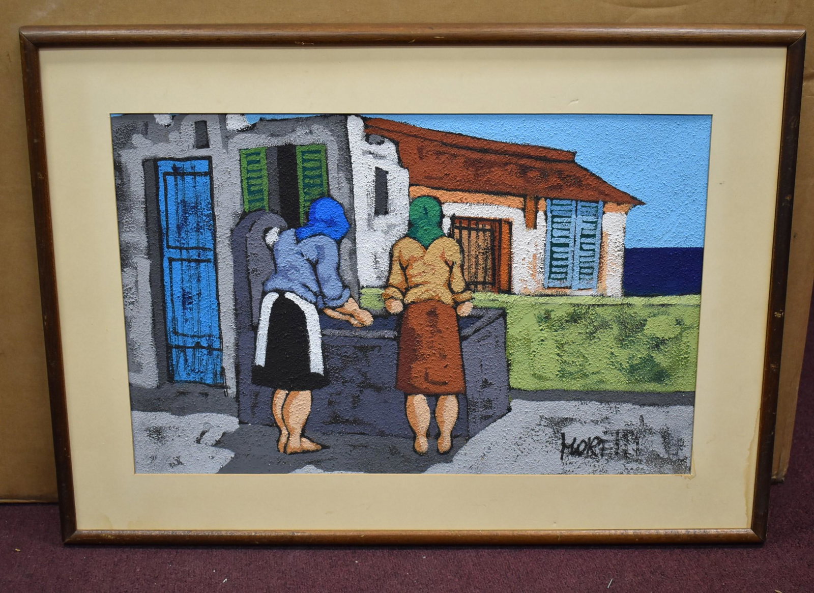 Strong Antique 20th C. European Oil Moretti: Probably Pre-War , numerous artists by this name.Fine quality and condition. From the collection of a prominent retired NY art dealer. 15 inches x 23 inches.