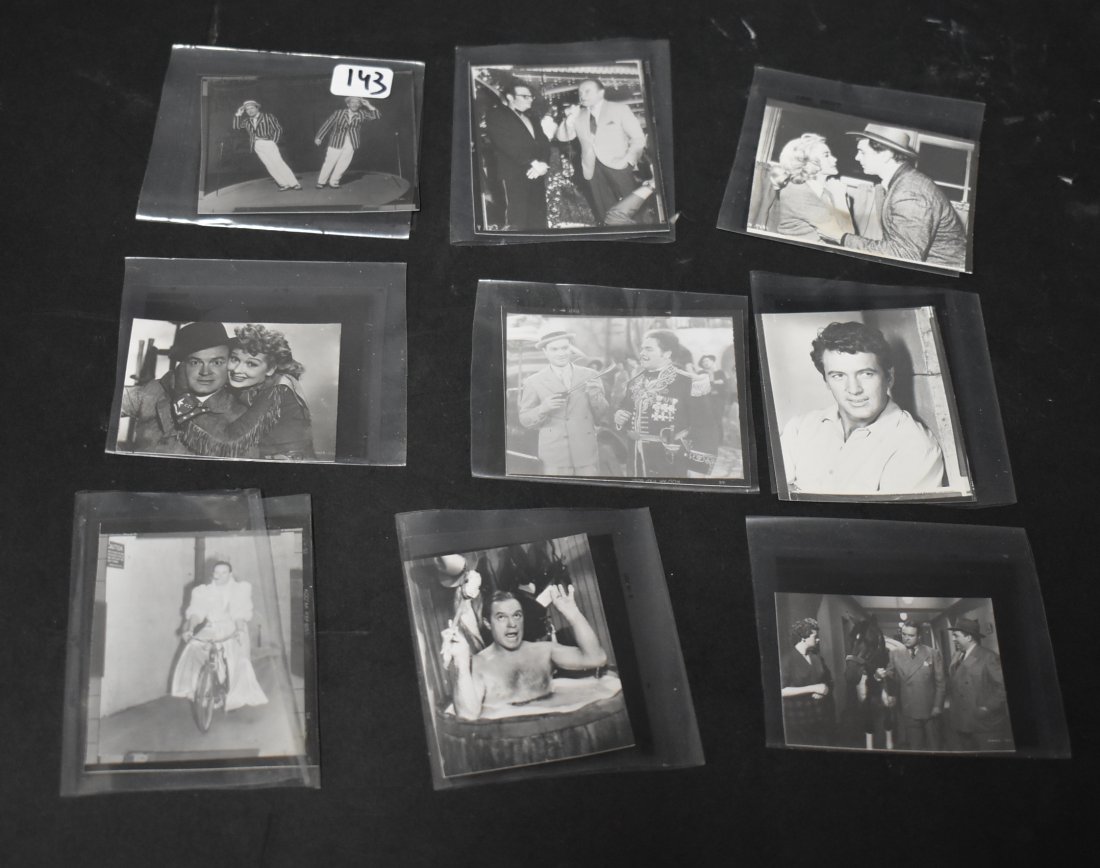 Mixed Lot of Contact Sheet Neg: Included in the lot is Rita Hayworth (2 photos and 2 negatives from which they were made; Robert Mitchum (3 & 3) ; Rock Hudson (3 & 3); Bob Hope ( 7 & 7).Bob Hope great ones, with Lucy Ball, with Larr