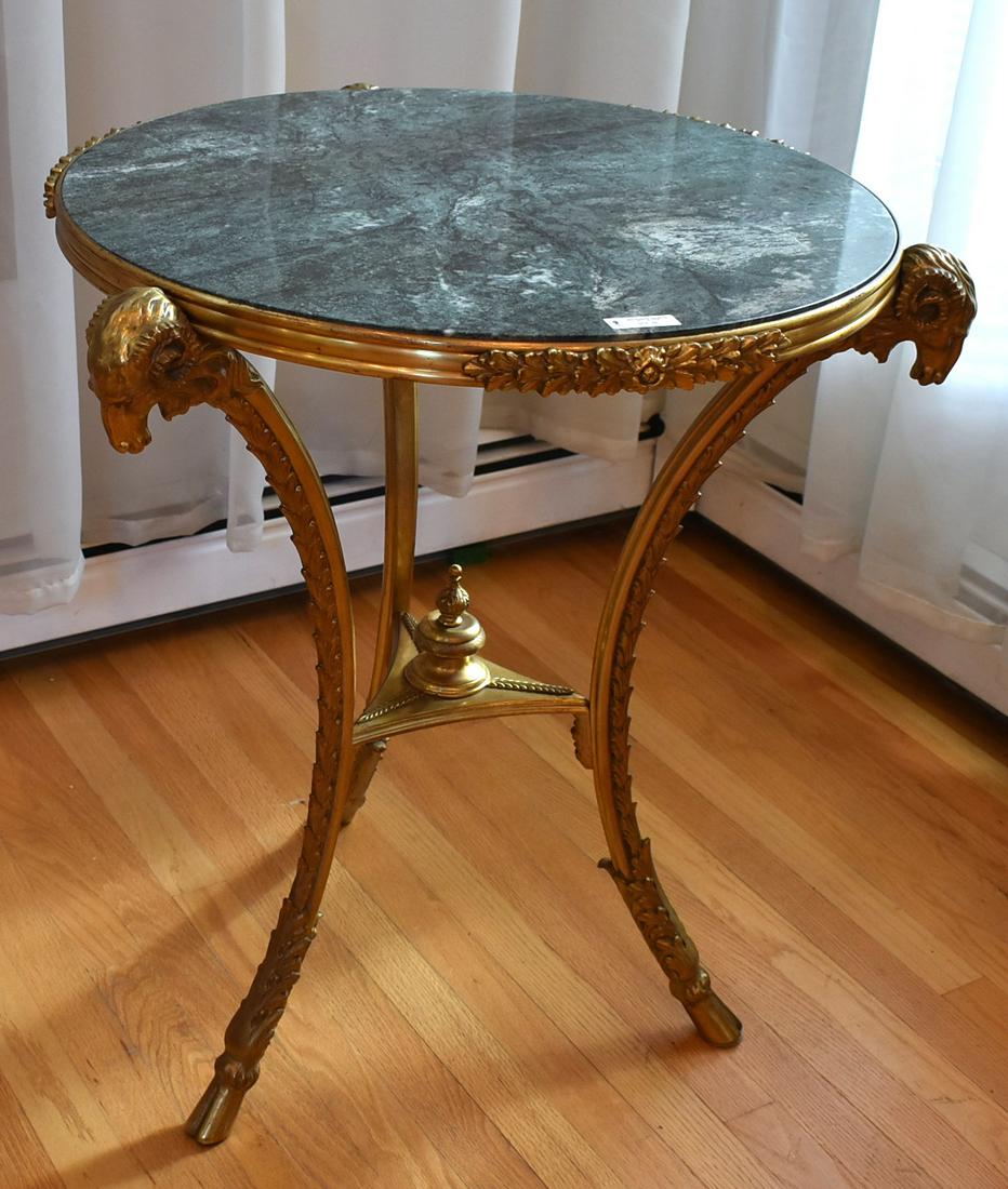 Unusual Bronze and Marble Top Table Rams Heads. (1 of 7)