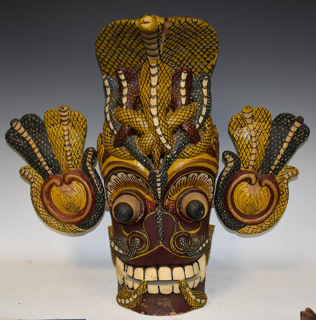 Fine Indonesian Parade Mask. Balinese: Cobra enhanced. Quite Old. 27"h
