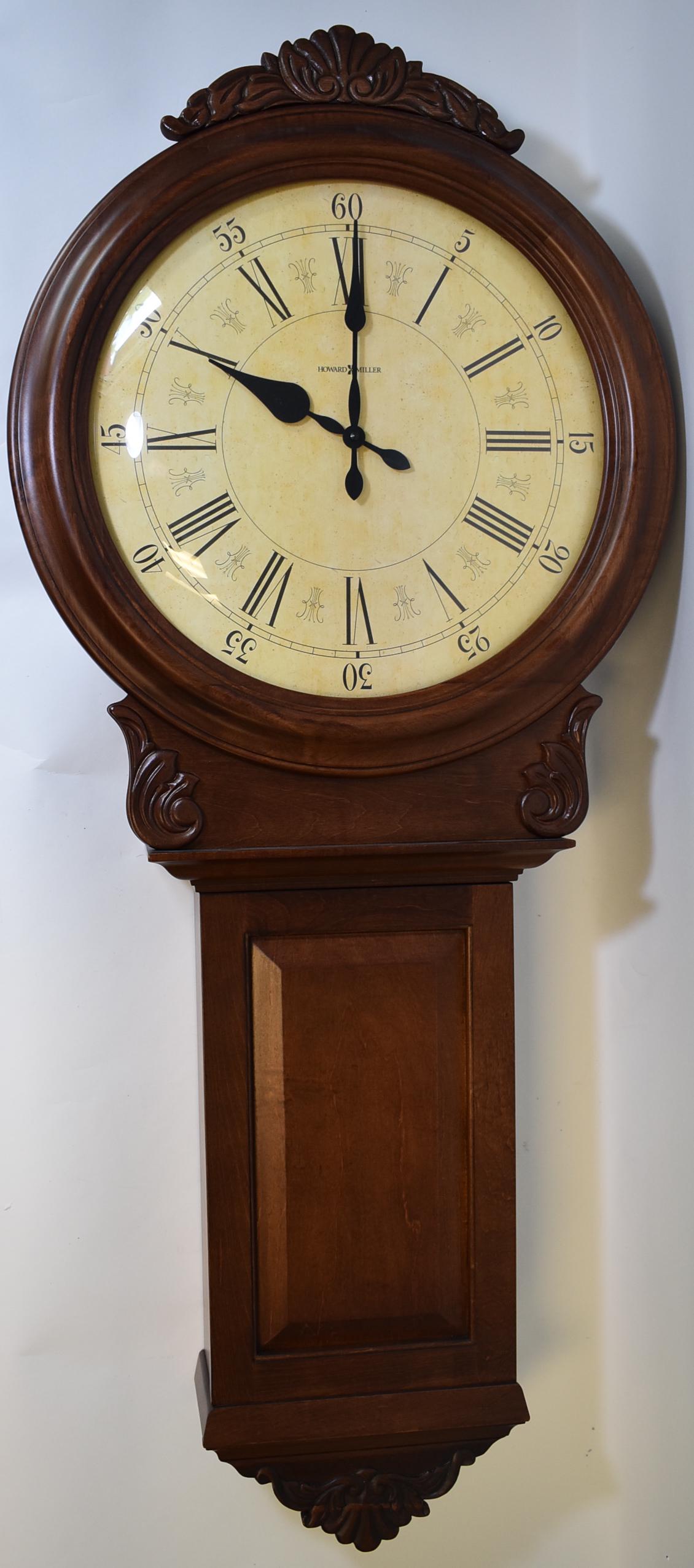 Victorian Banjo Clock: Howard Miller inscribed on face. 45"H x 19"W