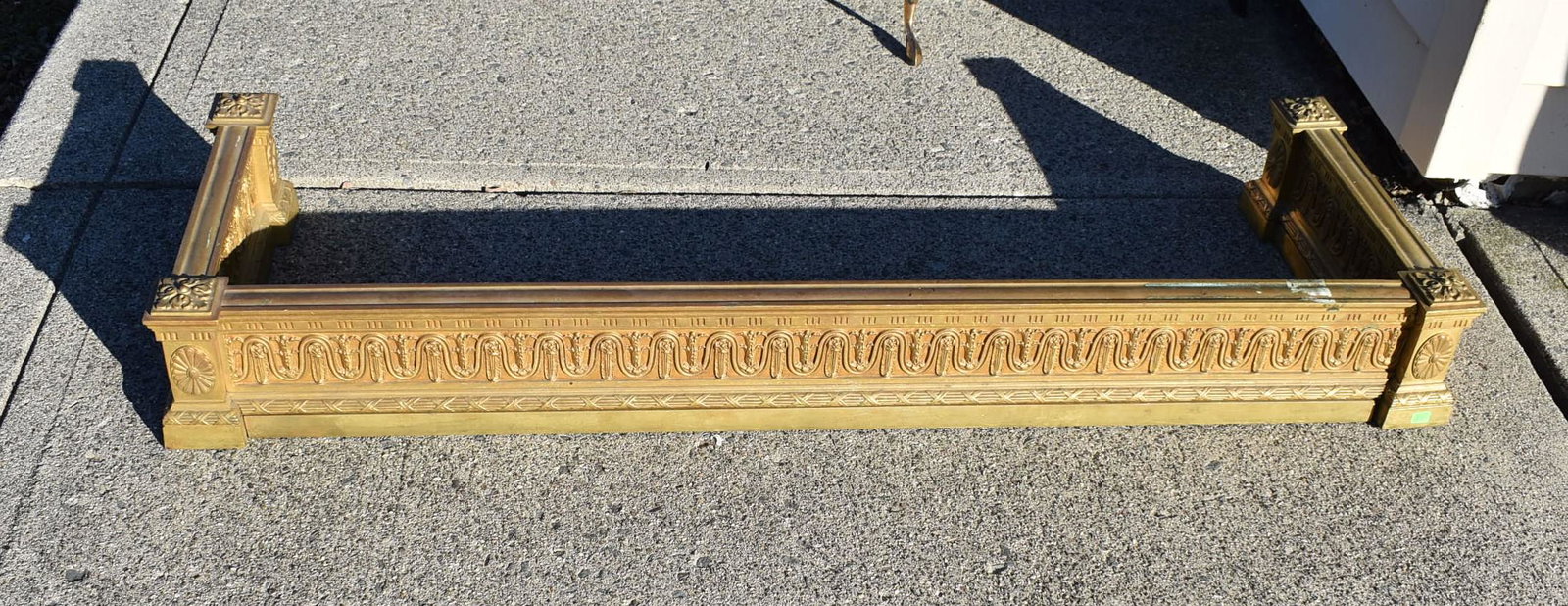 Ornate Steel & Bronze Fireplace Fender: Heavy. 48 inches x 16 inches