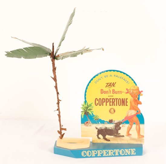 1950'S COPPERTONE STORE DISPLAY: cardboard and painted composition, Don't Be a Paleface, 9.5in. H. x 15in. W., with original box;c.1950's