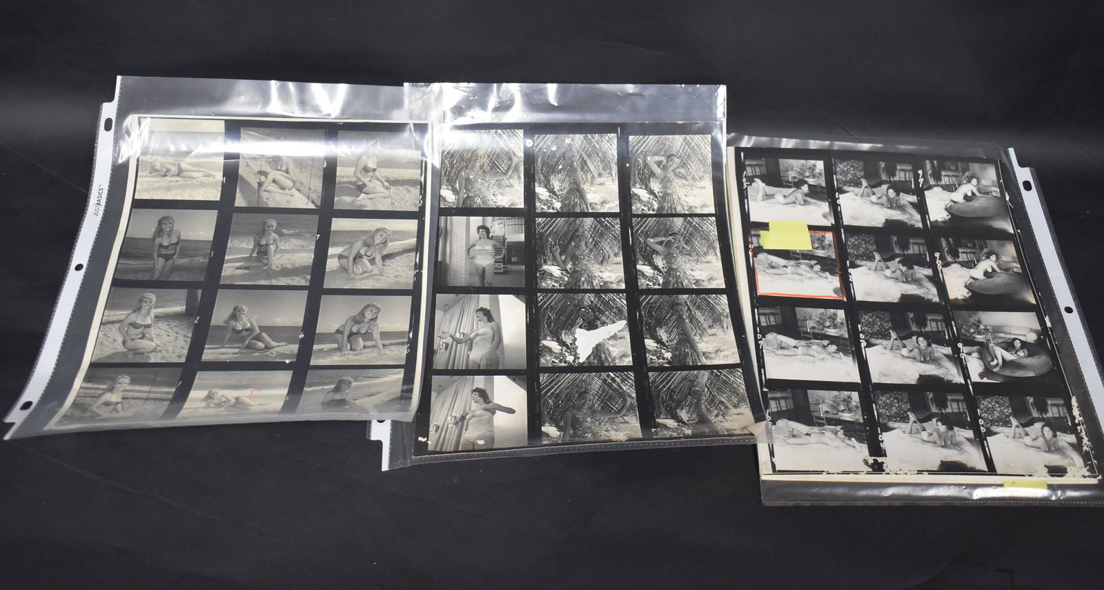 Collector's Massive Lot of Bunny Yeager Contact Sheets: Approximate count. Various models, many of which will be easily identifiable by collectors.Including Nicole Vadem(In blonde wig); Melinda Allison; 6 contact photos of the Grey Beard Beauty Contest 196