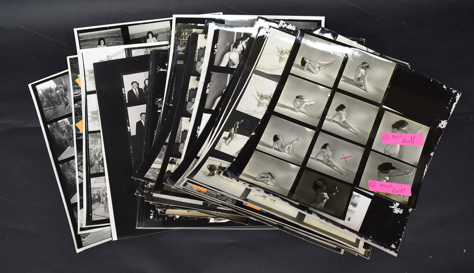 Collector's Massive Lot of Bunny Yeager Contact Sheets: Approximate count. Various models, many of which will be easily identifiable by collectors. Sheet of Nicole Vedam. A sheet identified as "Joan". 1950s Ginger Martin. Included in the lot A rare opportu