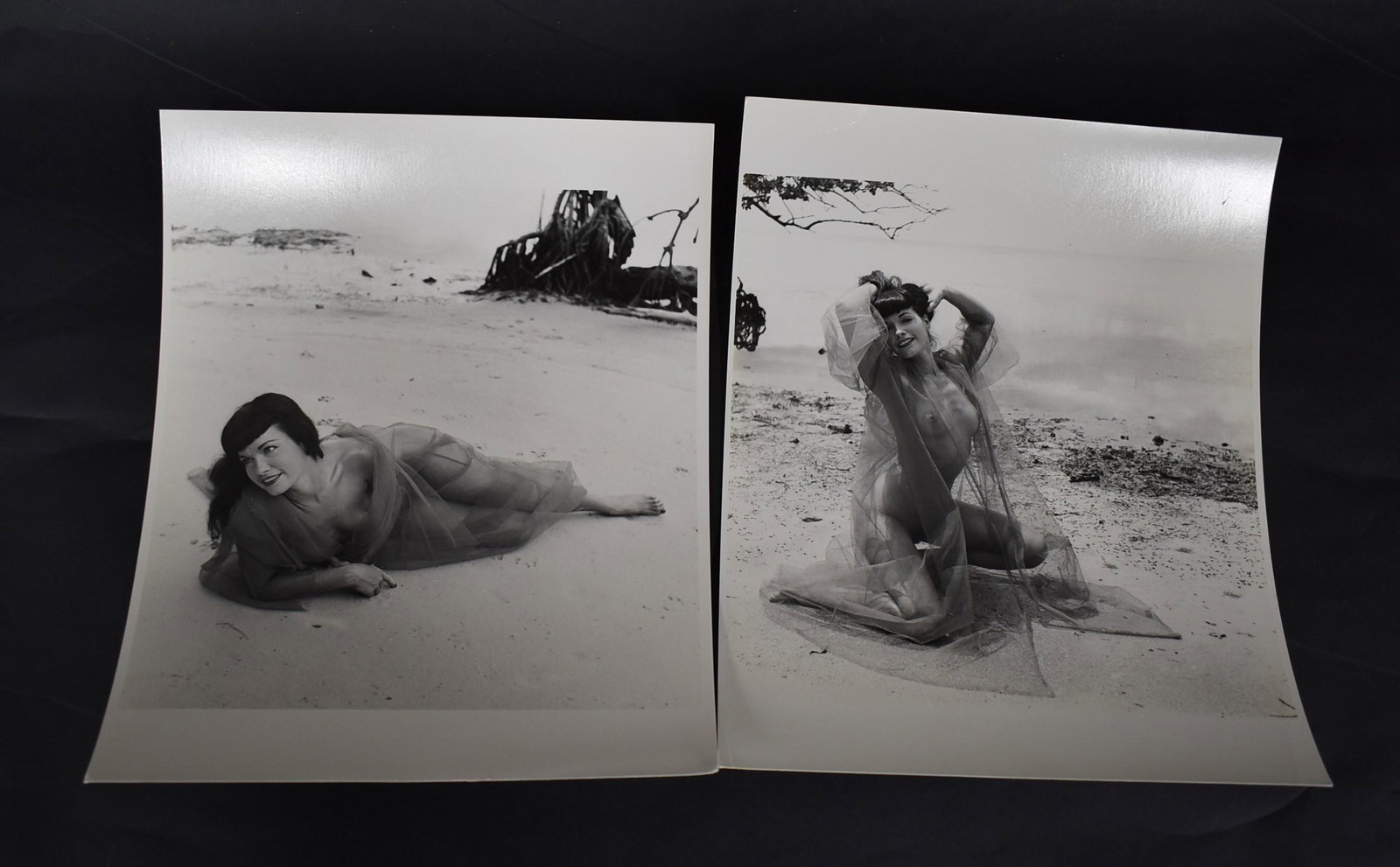 Bunny Yeager Bettie Page Photos Sgd. (2): Back stamp for Bunny Yeager & Eric Kroll. Flourishing Yeager signature.Double weight matte &/or semi-gloss silver gelatin.