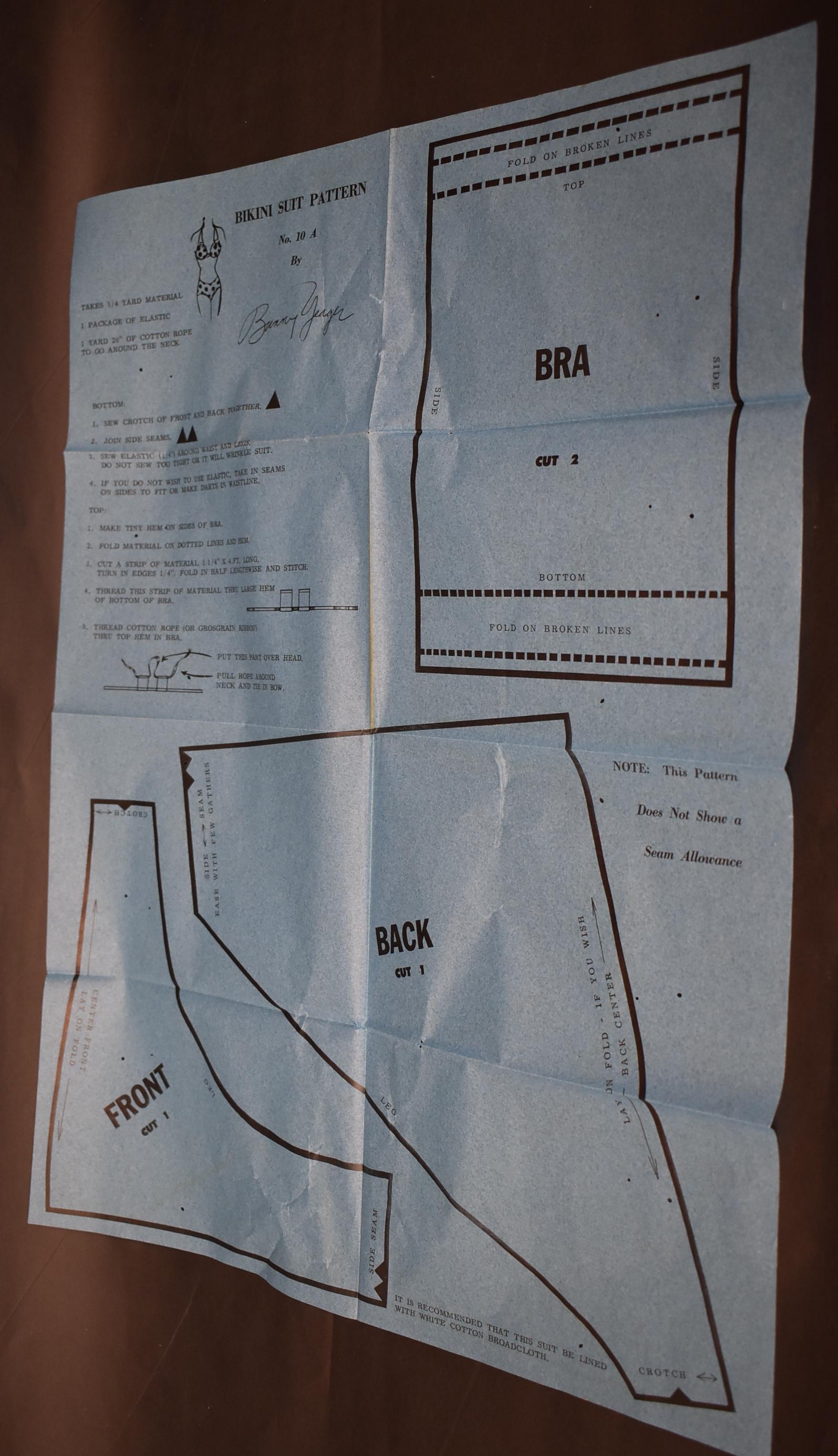 Bikini Suit Pattern by Bunny Yeager (20): Double weight matte &/or semi-gloss silver gelatin.. 20 inches x 16 inches.