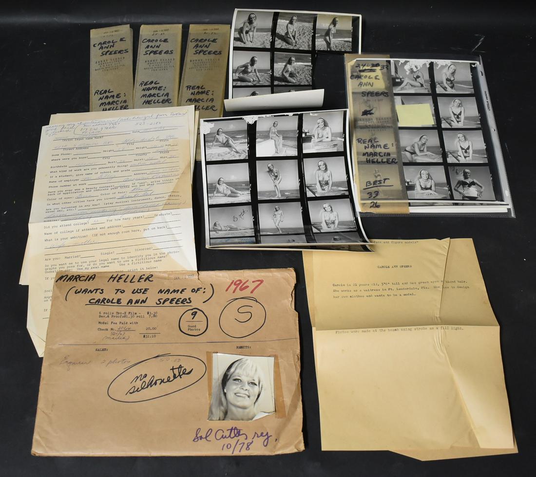 Model Application Sgd Carol Ann Speers & More: Marcia Heller Used Model Name Carol Ann Speers TLS Signed Bunny Yeager Contact Sheets Contact Negatives Stamps on Back Bunny Yeager
