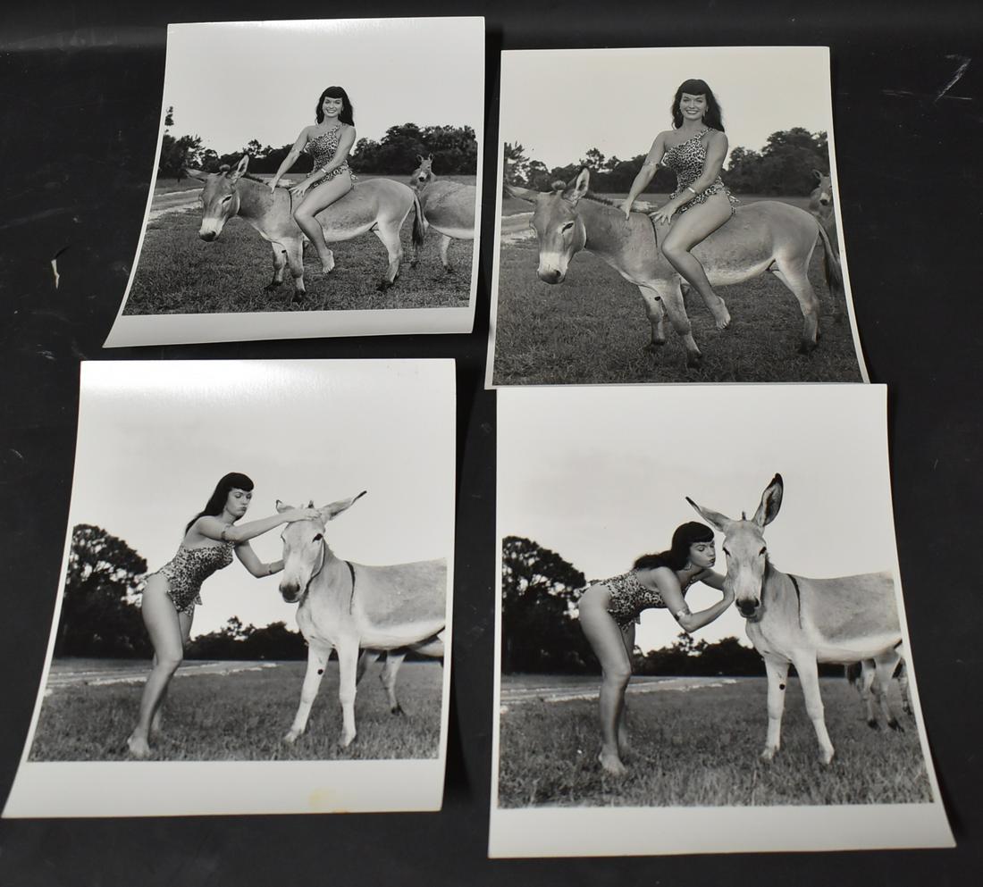 Bettie Page Era Eric Kroll Photos: (4) 8x10 Double stock All Stamped on Back Bunny Yeager Represented by Eric Kroll
