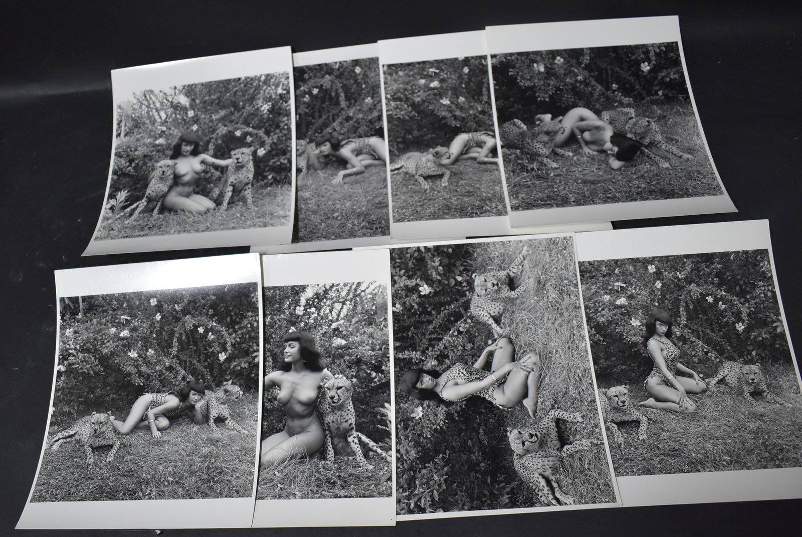 Bettie Page Era Eric Kroll Photos: (8) 8x10 Double stock All Stamped on Back Bunny Yeager Represented by Eric Kroll
