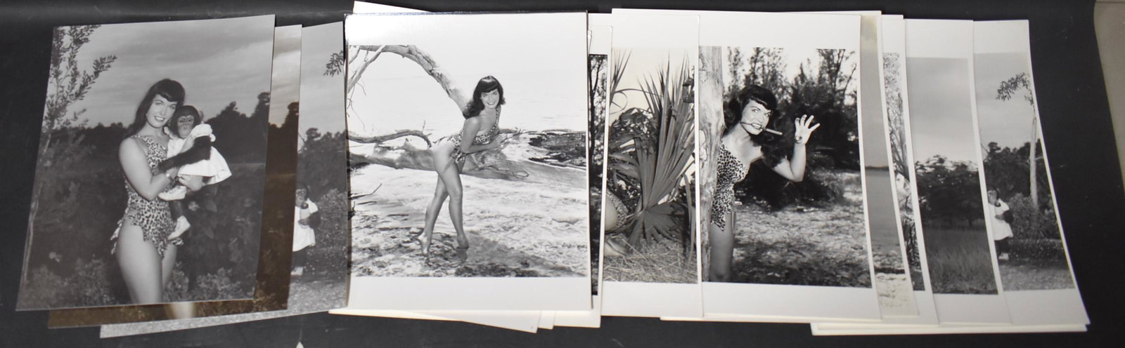 Bettie Page Era Eric Kroll Photos: (16) 8x10 Double Sided (13) Stamped (3) not Stamped Double Stock Bunny Yeager Represented By Eric Kroll