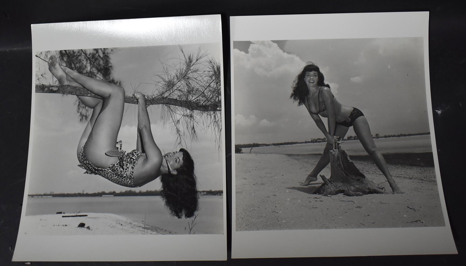 Bettie Page Era Eric Kroll Photos: (2) 8x10 Double Stock All Stamped on Back Bunny Yeager Represented by Eric Kroll
