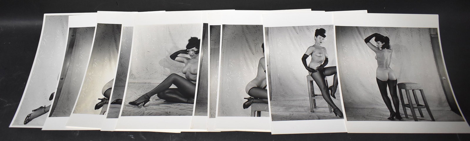 Bettie Page Era Eric Kroll Photos: (10) 8x10 Double stock All Stamped on Back Bunny Yeager Represented by Eric Kroll