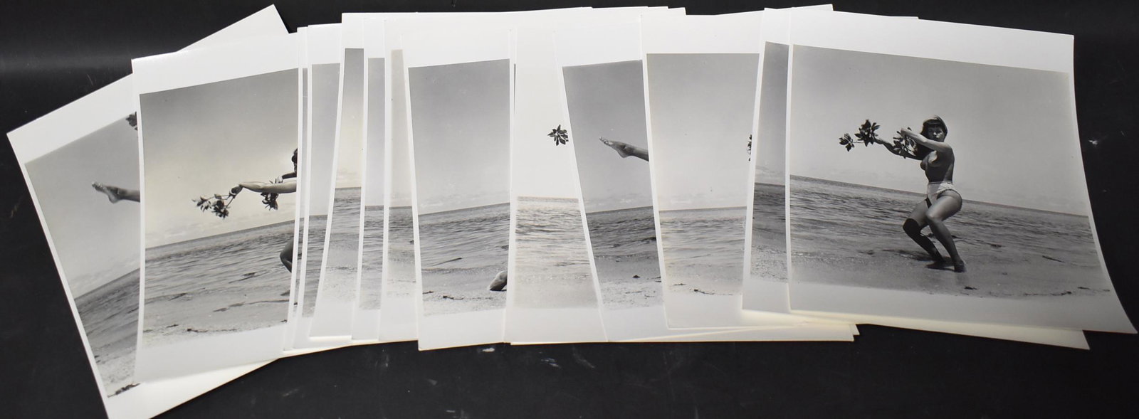 Bettie Page Era Eric Kroll Photos: (15) 8x10 By the Ocean Double Stock Stamped on Back Bunny Yeager Represented by Eric Kroll