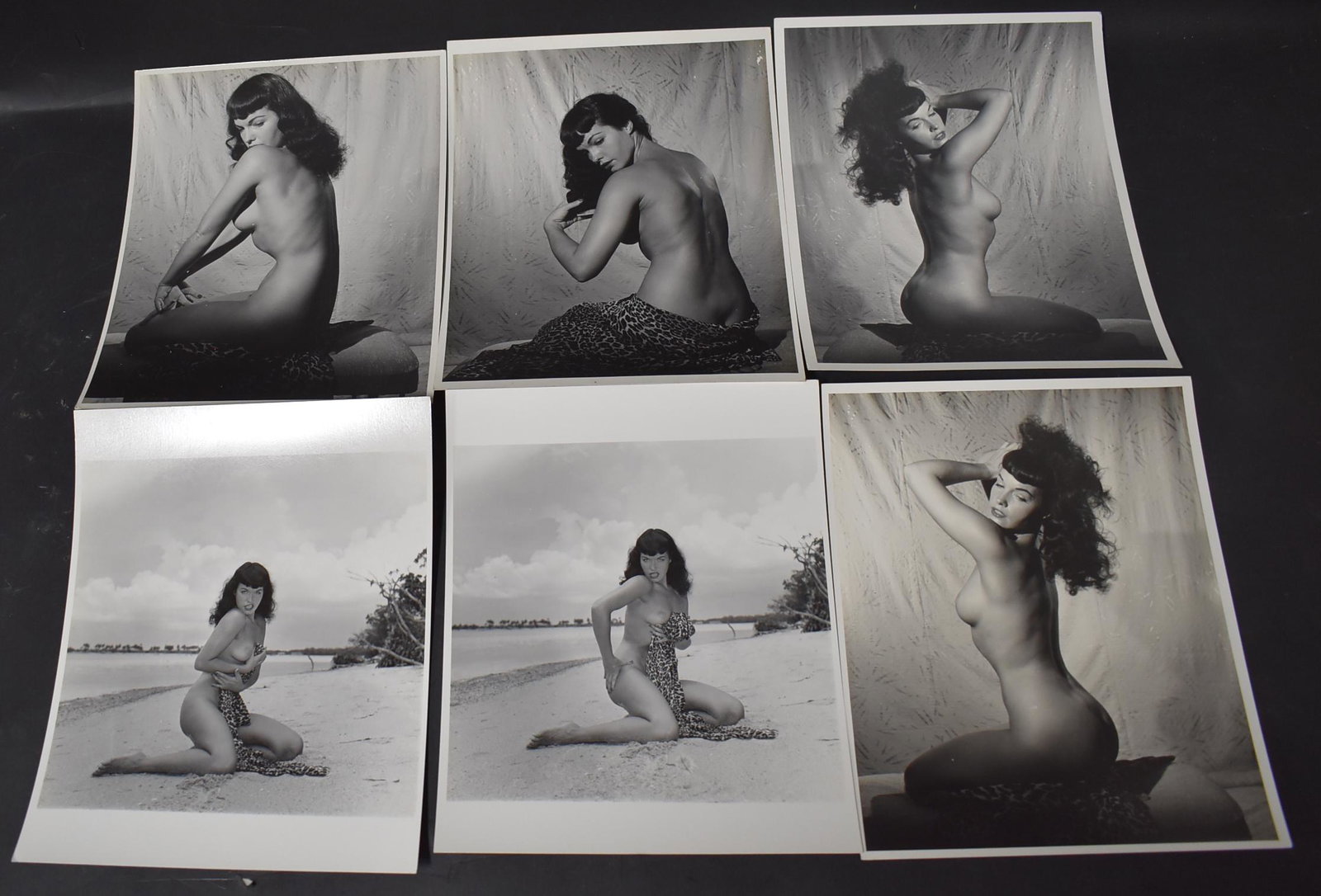Bettie Page Era Eric Kroll Photos: (6) Double Stock Nude Photos (1) Signed by Bunny Yeager
