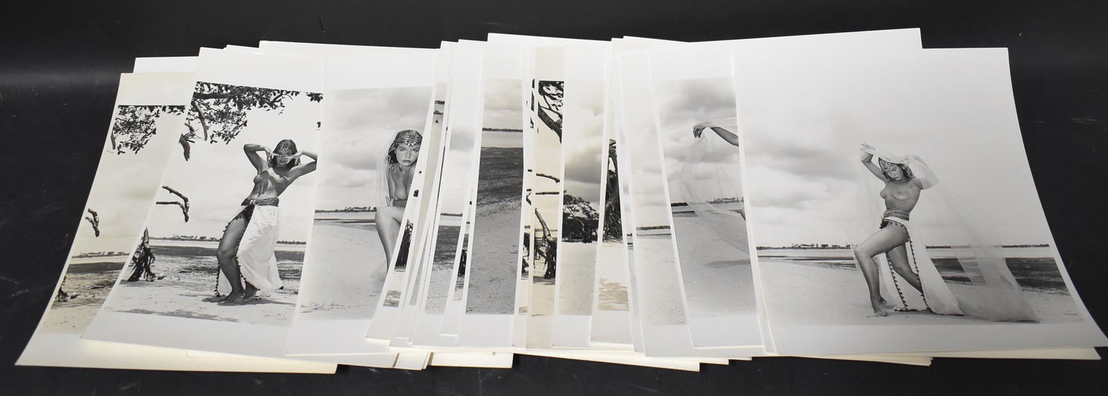 Bettie Page Era Eric Kroll Photos: (31) 8x10 Double Stock All Stamped On Back Bunny Yeager Represented by Eric Kroll Topless Photos on Beach