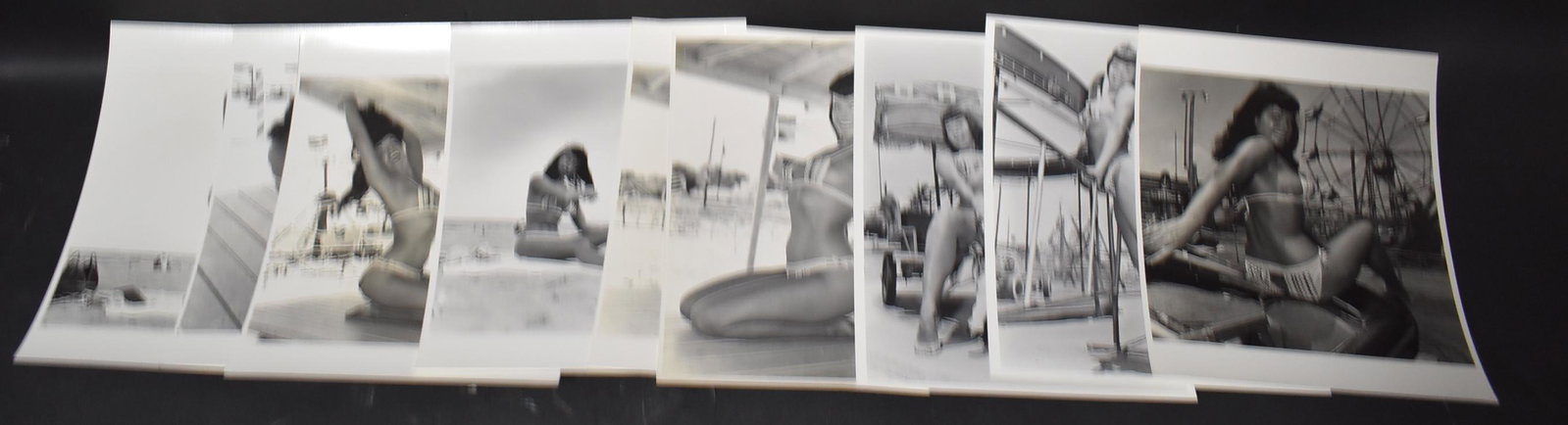 Bettie Page Era Eric Kroll Photos: (9) 8x10 Double Stock. Seven are Stamped on Back Bunny Yeager Represented by Eric Kroll