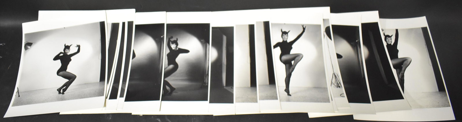 Bettie Page Era Eric Kroll Photos: (17) 8x10Cat Suit Double Stock Stamped on Back Bunny Yeager Represented Eric Kroll