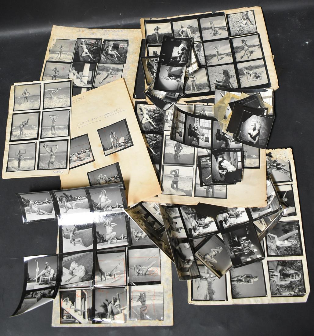 Collectors Lot of Model Candy Tint: (95) 1950's Affixed to Paper Sheets Some With Bunny Yeager ID At Back