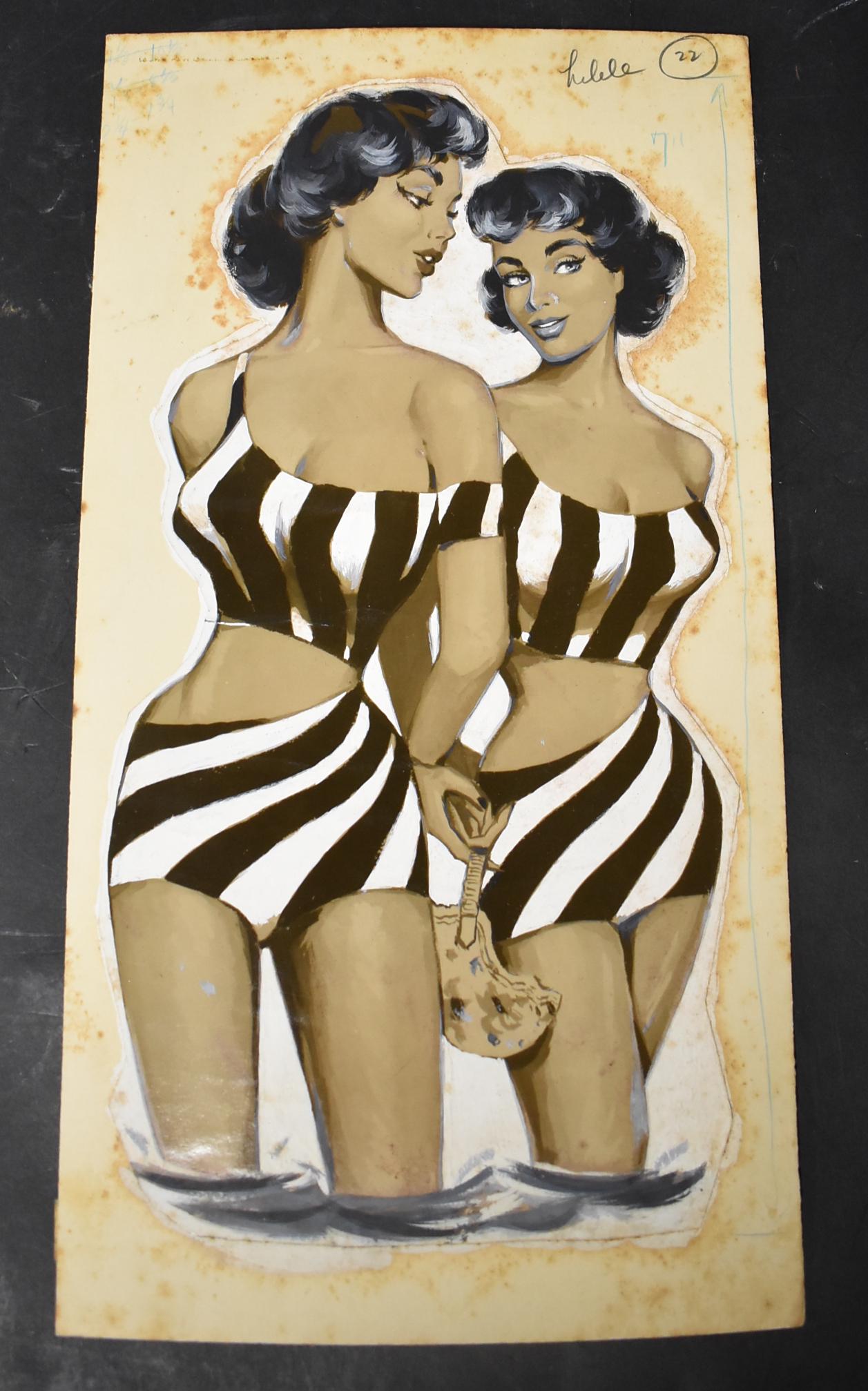 Original Book Illustration By Tony Floreani .: Tony Floreani Archives Instructional Drawings. Created For The Book."Drawings The Human Figure Using Human photographs A.S. Barnes & Company London Thomas Yoseloff 1965 Done For Bunny Yeager 14x8 Illu