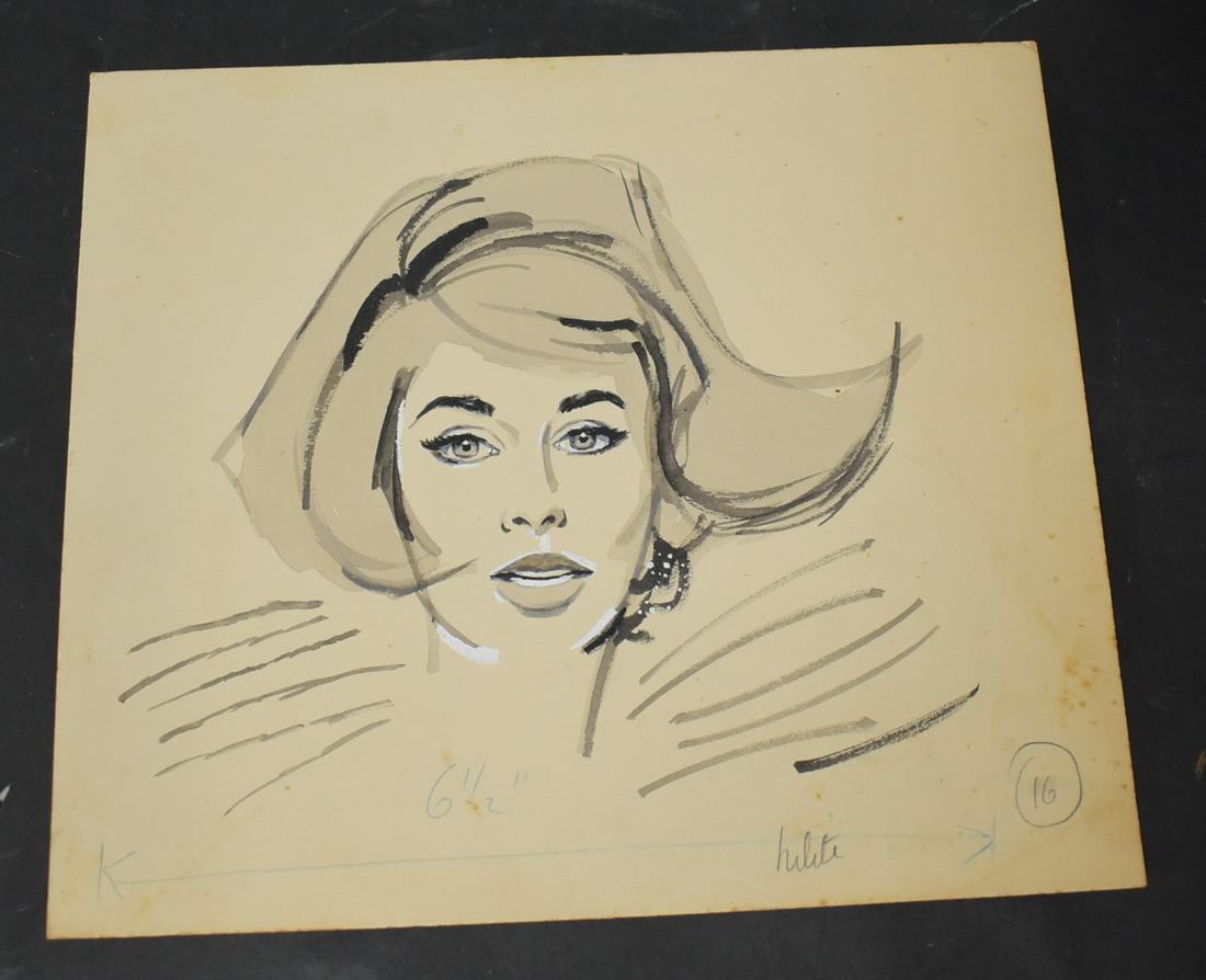 Original Book Illustration By Tony Floreani .: Tony Floreani Archives Instructional Drawings. Created For The Book."Drawings"The Human Figure Using Human Figure Photos A. S. Barnes & Company London C. 1965 By Bunny Yeager. (1) 12x10 Glamor Girl Il