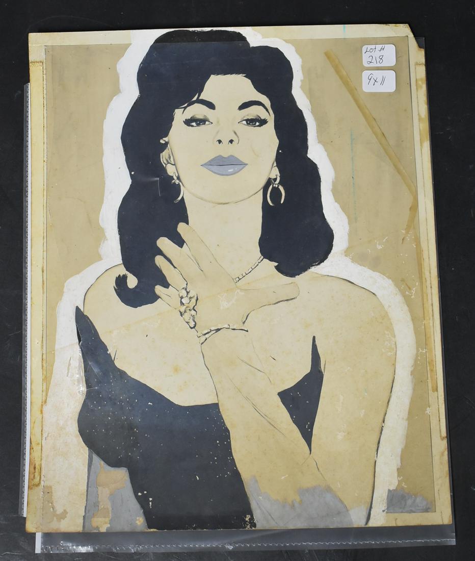Tony Floreani Original Illustration: Illustration For The Book.. "The Human Figure". Authors Tony Floreani & Bunny Yeager (1) Illustration Glamor Girl Portrait Dark Hair 9x11