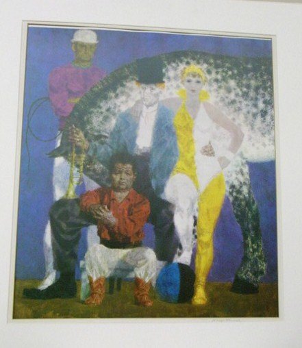 JOSEPH HIRSCH; A.P. PRINT SIGNED: a.p. print, "The Circus Performers" pencil signed on the matte; 19.5 in. x 17.25 in.