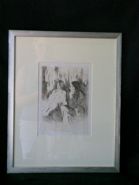 RAPHAEL SOYER; ETCHING SIGNED: etching, two seated models signed and numbered 6/30; 9.75 in. x 7 in.
