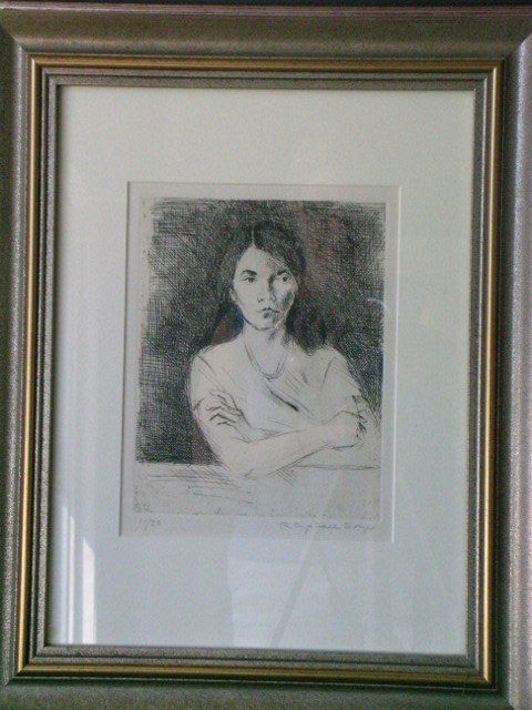 RAPHAEL SOYER; ETCHING SIGNED: etching, seated woman with folded arms signed and numbered 11/30; 9.75 in. x 7.5 in.