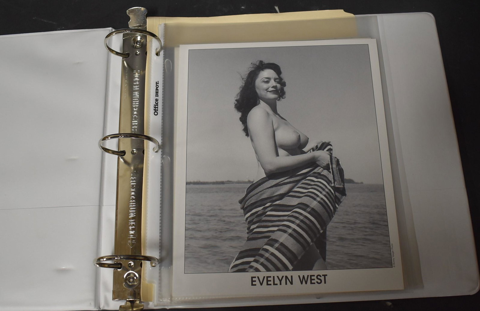 Album of Bunny Yeager Photos inc. Maria Stinger. (11): Includes Evelyn West (2); Anita Ventura (1), Ruth Anderson (4)Lisa Packard (1) and Maria Stinger (1) Two unidentified. Eleven in the lot. All double stock. All 8 x 10