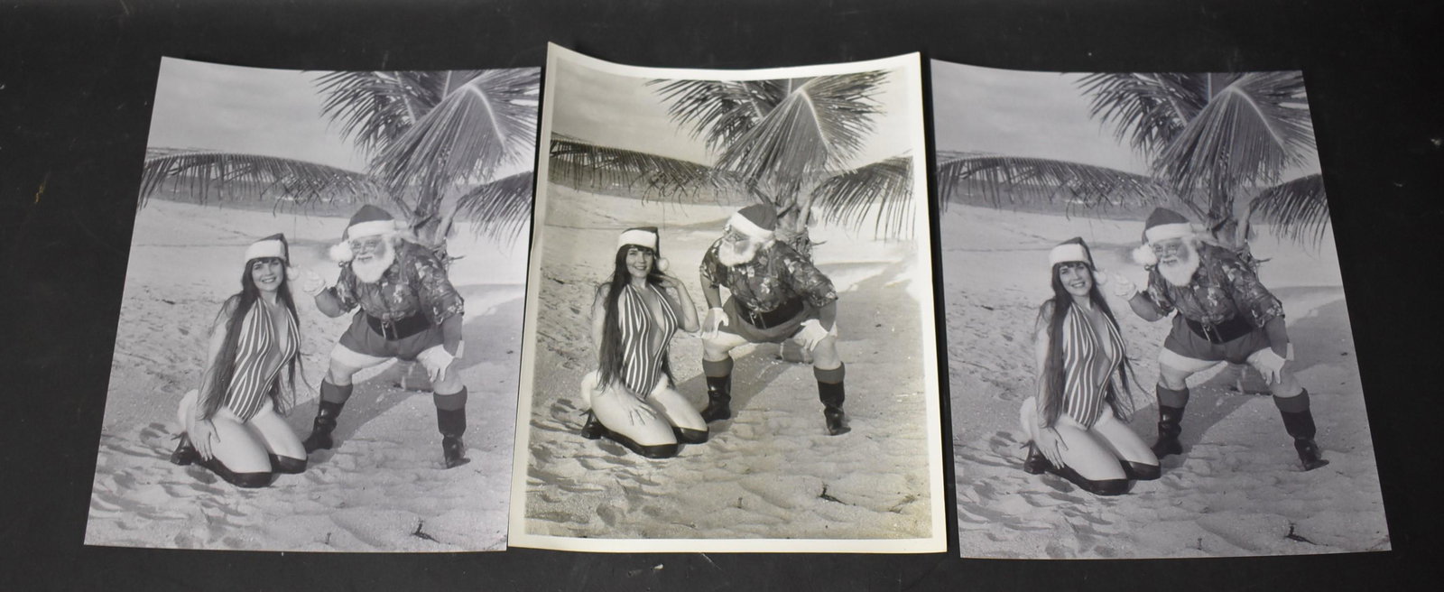 Bunny Yeager Unknown Model Photos (2): (2) 8x10 Double Stock Santa With Unknown Model