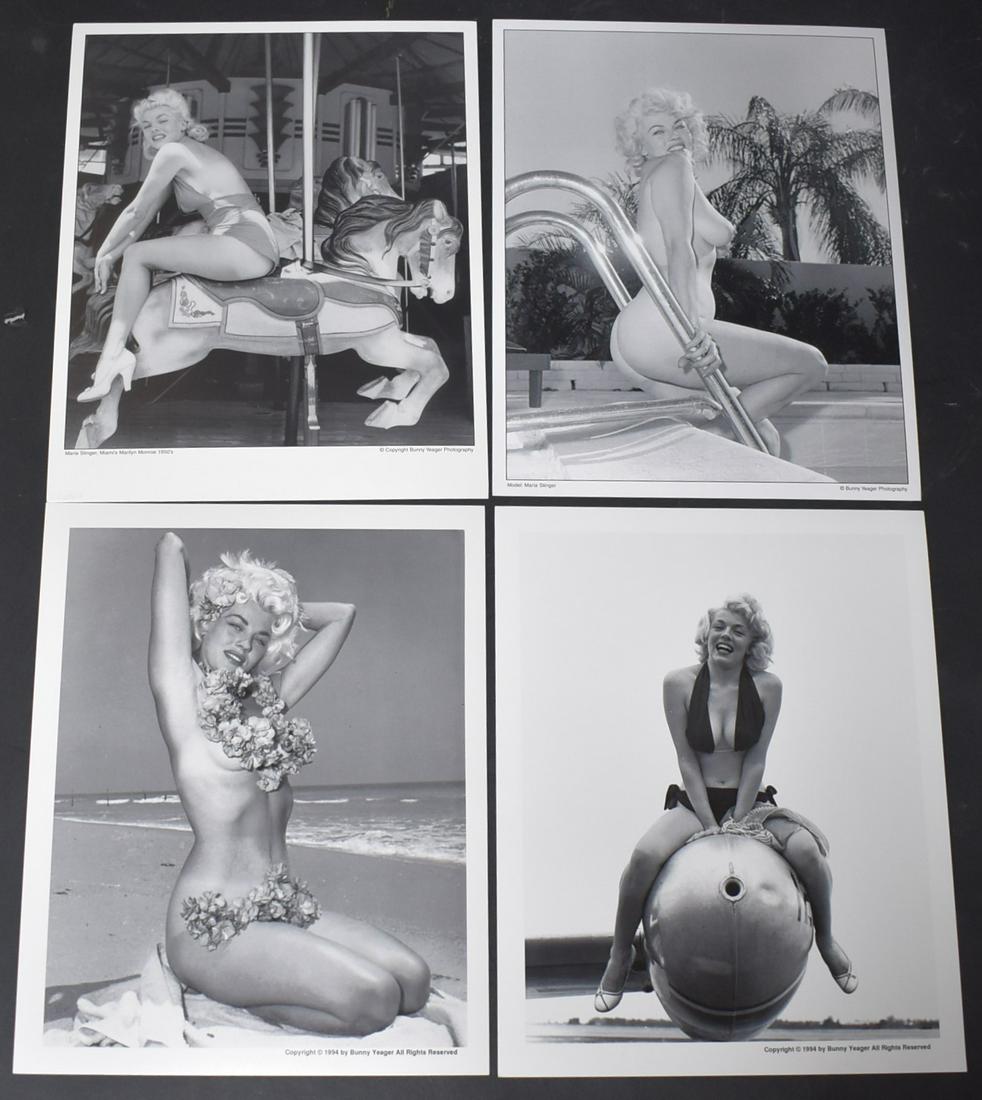 Model Maria Stinger Miami's Marilyn Monroe (4): 8x10 Double Stock. Two Photo's C.1994, Two C.1950's. By Photographer Bunny Yeager
