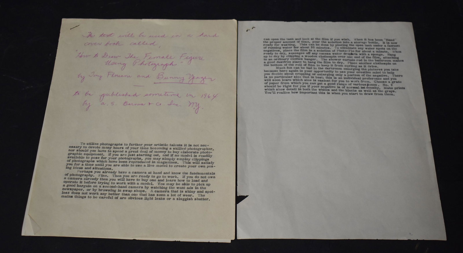 Letter About Hard Cover Book: Letter Pertaining To Book "How To Draw The Female Figure Using Photographs" By Tony Floreani And Bunny Yeager