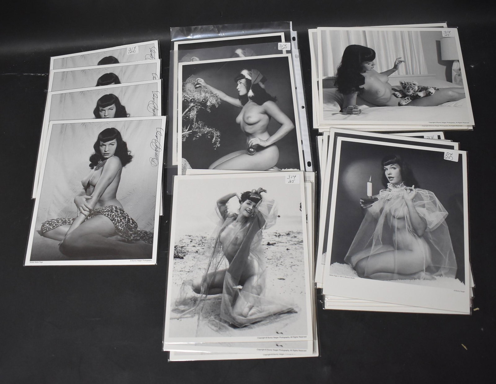 Photos Of Bettie Page (25): (25) 8x10 Double Stock Bettie Page. All Different Poses. (4) Photos Signed By Bunny Yeager