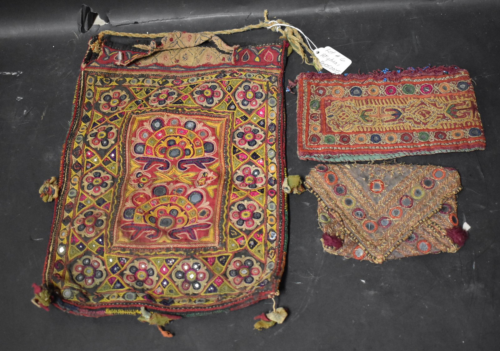 Vintage Central Asia Afghani Accessories: Varying sizes, fabrics and decorations