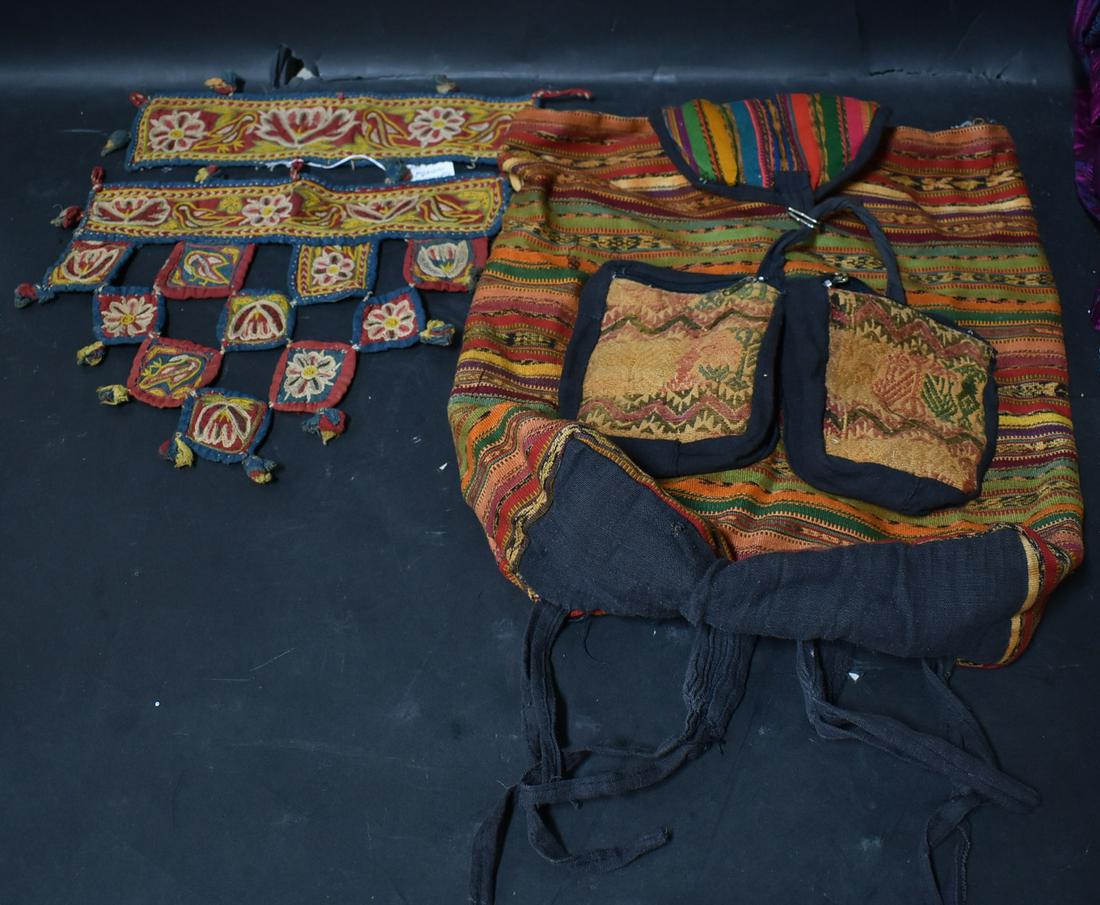 Vintage Central Asia Afghani Accessories: Varying sizes fabrics and decorations