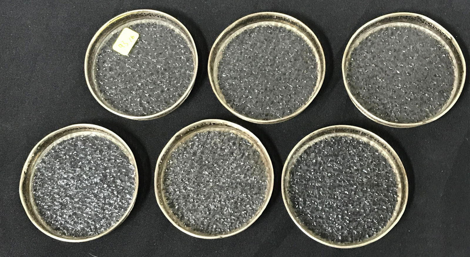 Sterling Silver & Glass Coaster (6): 3 inch.