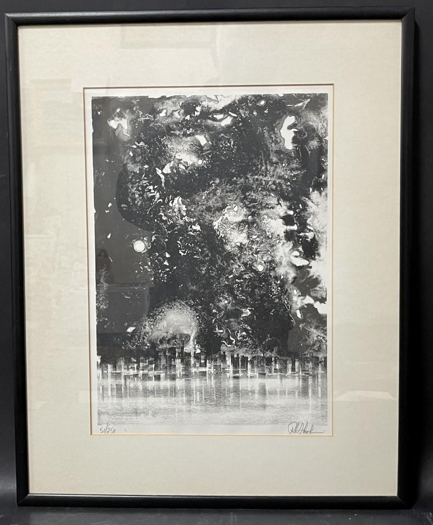 Richard Florsheim; Original Lithograph Signed: Original lithograph. Night Storm - 1969. Pencil signed, numbered 51/250 and having Associated American Artist label on reverse. Edition limited to 250 impressions; 14.5in. X 10.5in.(image), 20.75in. X