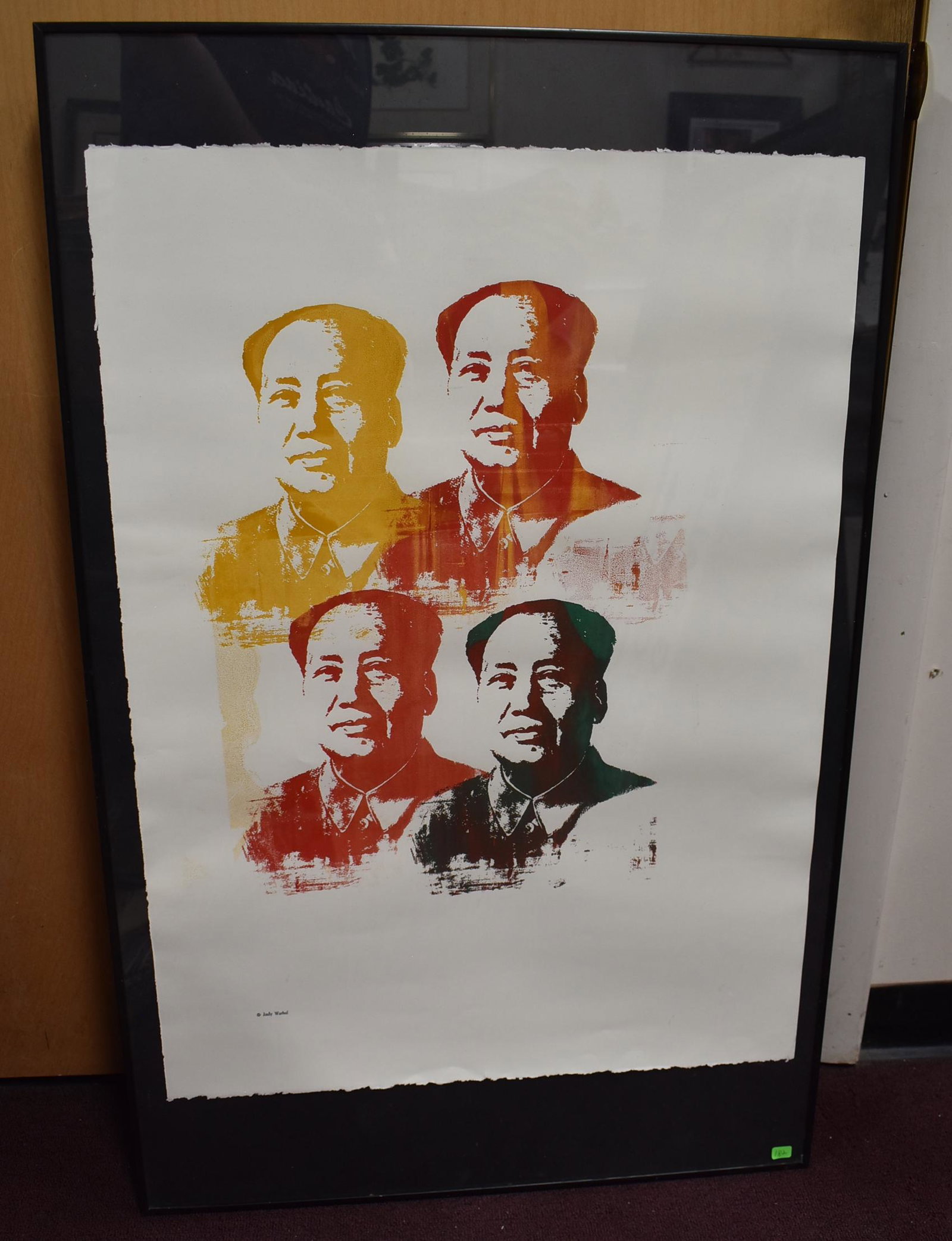 After Warhol Mao Tse Tung Portrait: 30 x 22 just image, 38 x 24 overall. Marked Andy Warhol bottom left.