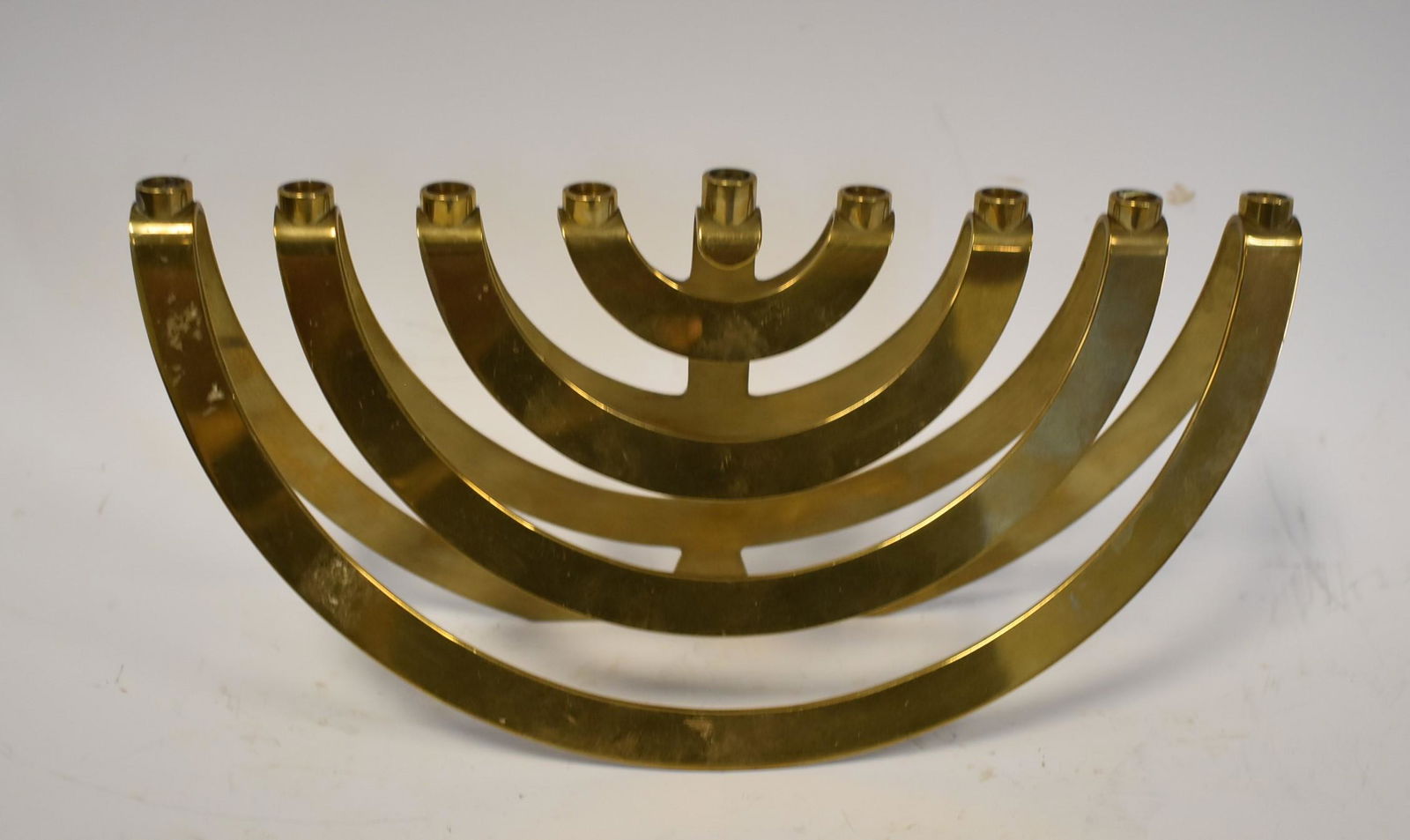 Israeli Antique Brass Hannakuh Lamp: Artist sgd. Krasqwski 10 x 5.
