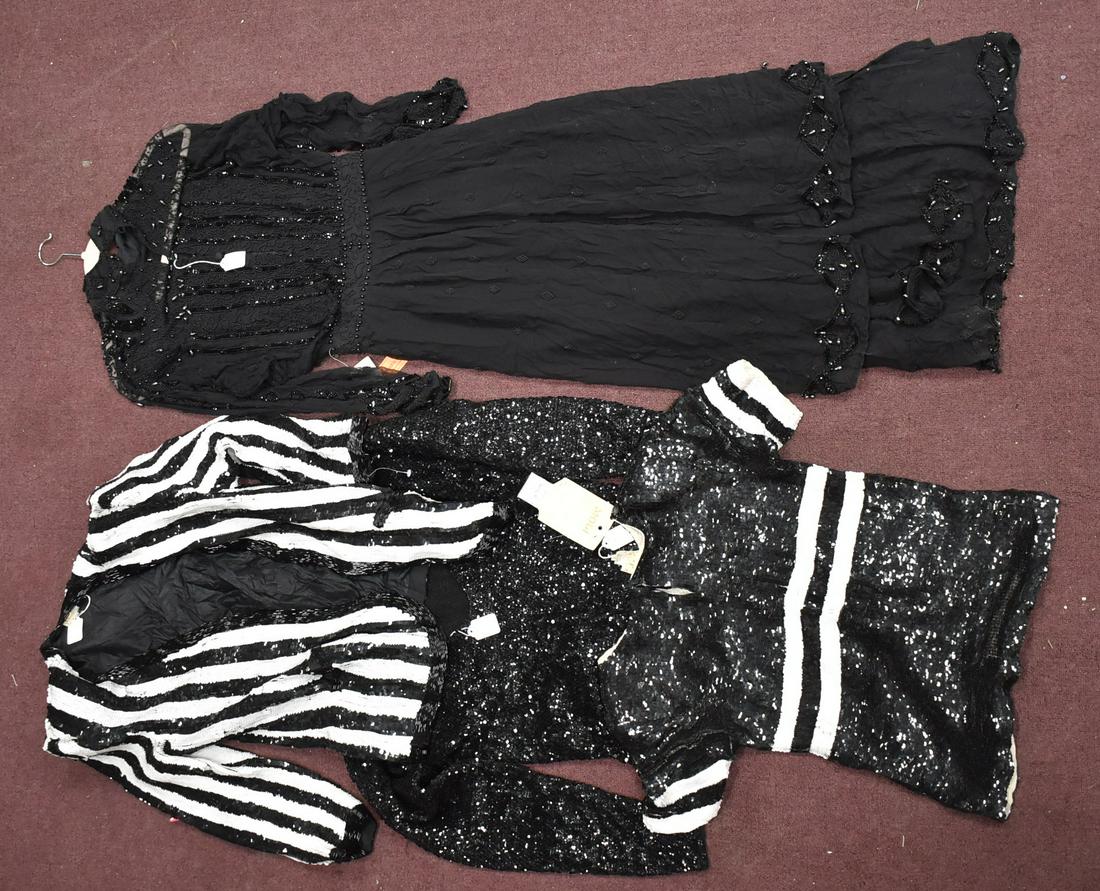 Lot Of Black Sequinned .Vintage Clothing (6): Vintage Black Sequinn Clothing (6) pieces Tops,Dresses,Jacketts