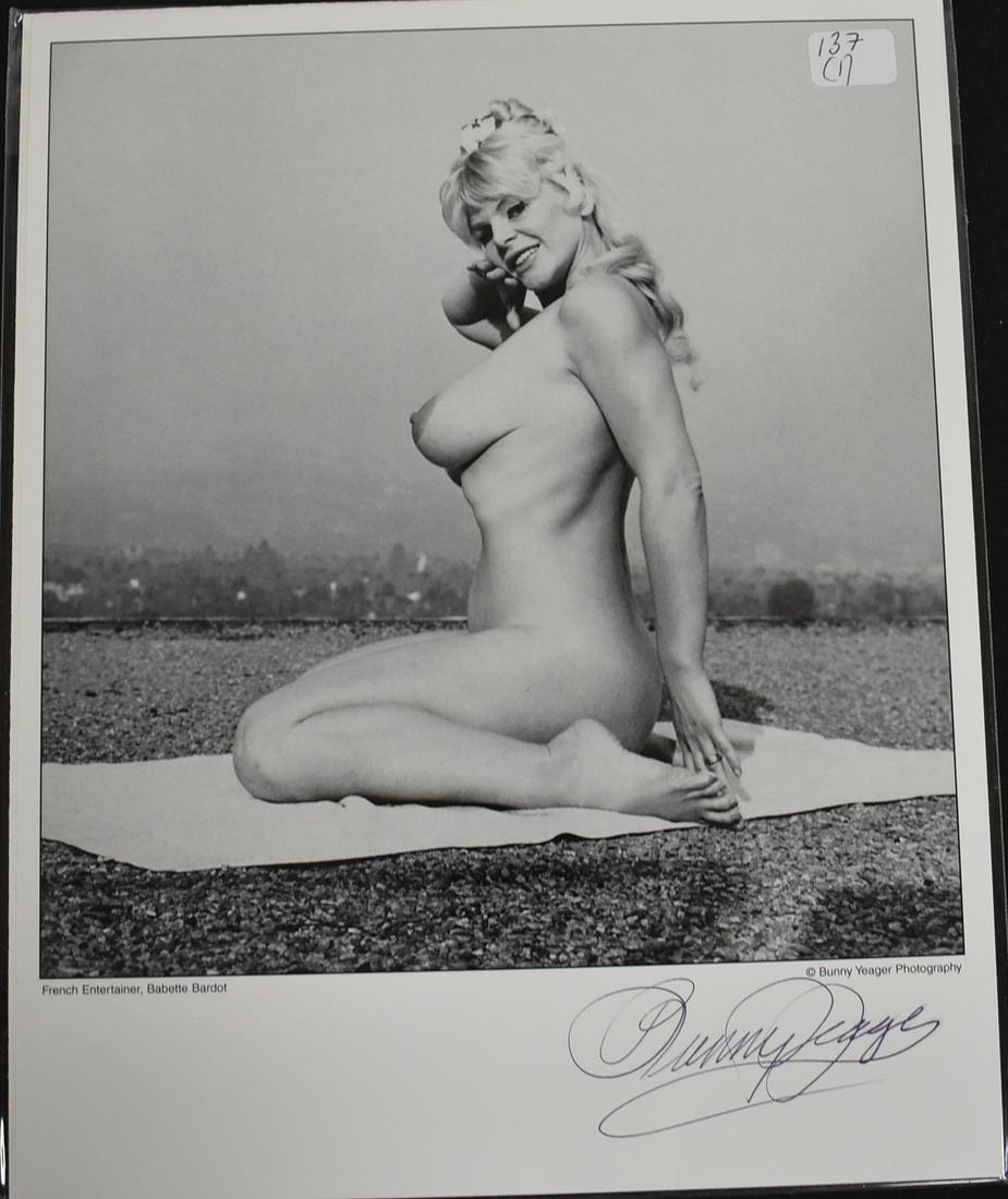 (1) Model French Entertainer, Babette Bardot Photo: 8x10 Double Stock Model Babette Bardot Nude. Signed Bunny Yeager.