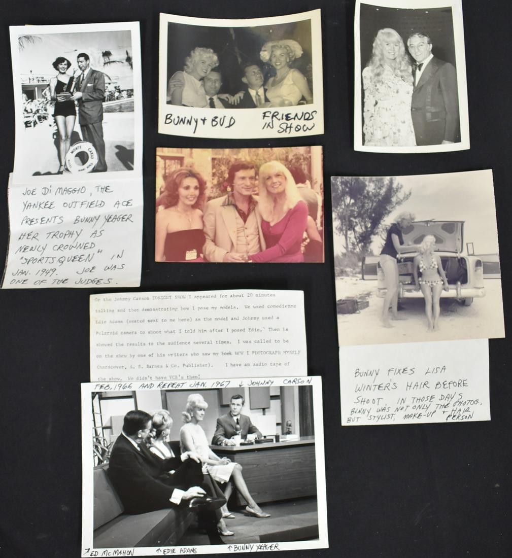 (6) Photos Bunny Yeager with Celebrities: Photos To Include Bunny With Danny Thomas, Bunny & Bud Friends In Show, Bunny With Hugh Hefner, Bunny & Joe DiMaggio, Bunny With Lisa Winters , Bunny On Tonight Show Johnny Carson, Ed McMahon ,Edie Ad