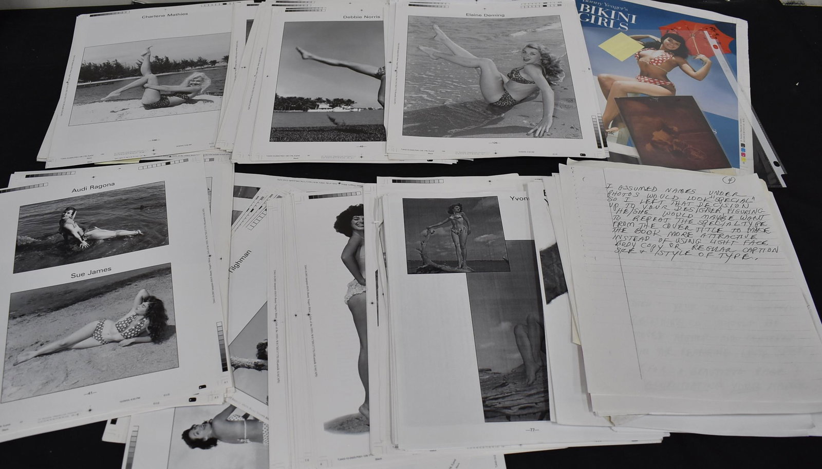 Bunny Yeager's Bikini Girls 1950's: Draft Of Book "Bikini Girls" Includes About The Author Bunny Yeager 8x10 Pictures of Models in Book. original Letters From Schiffer Publishing LTD.