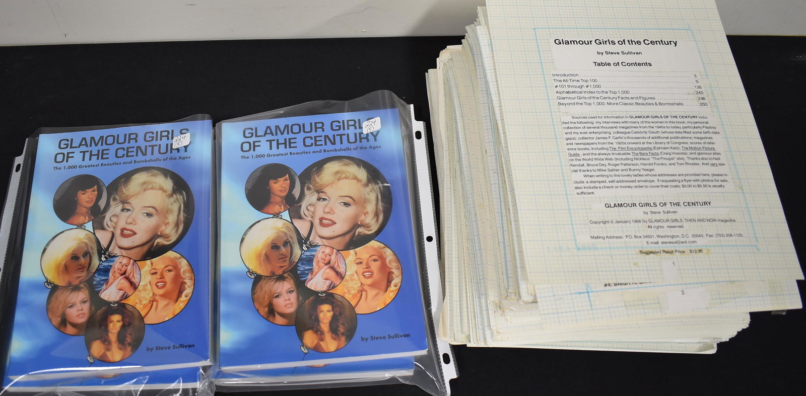 Glamour Girls Original Paste up Pages For Book: Glamor Girls Original Paste Up Pages On Book. Along With (3) Books Glamour Girls Of The Century