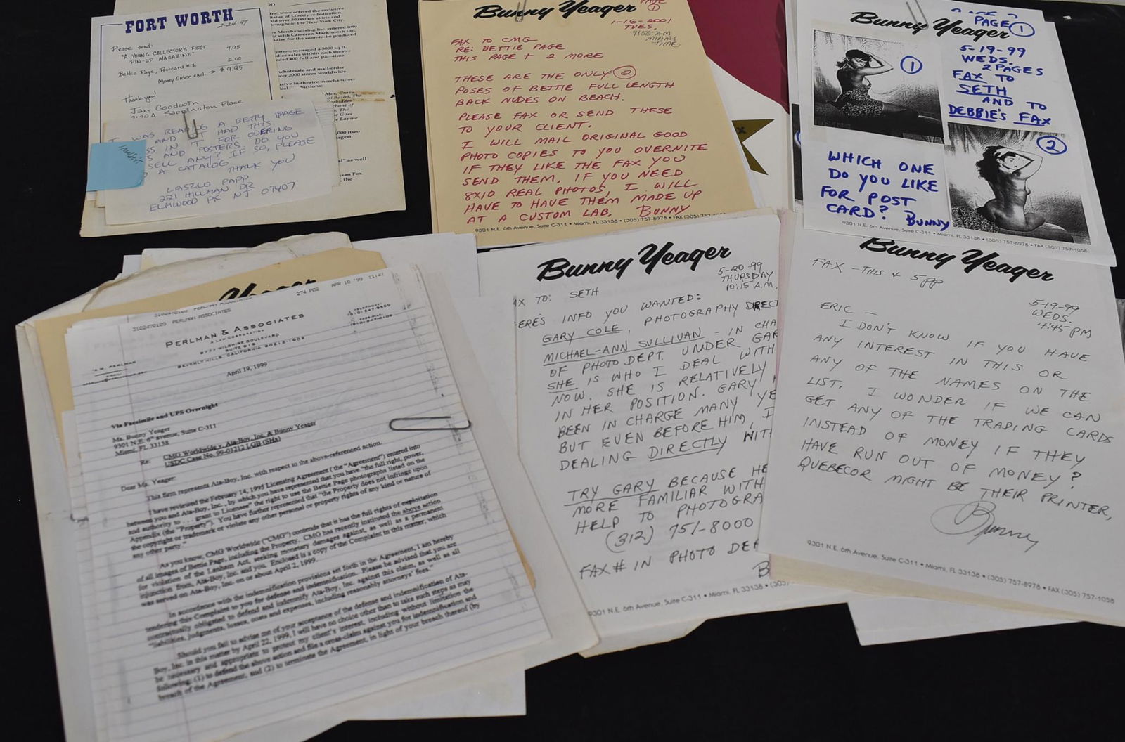 Bunny Yeager ALS (6) & Bettie Page Postcards (7) (1 of 1)