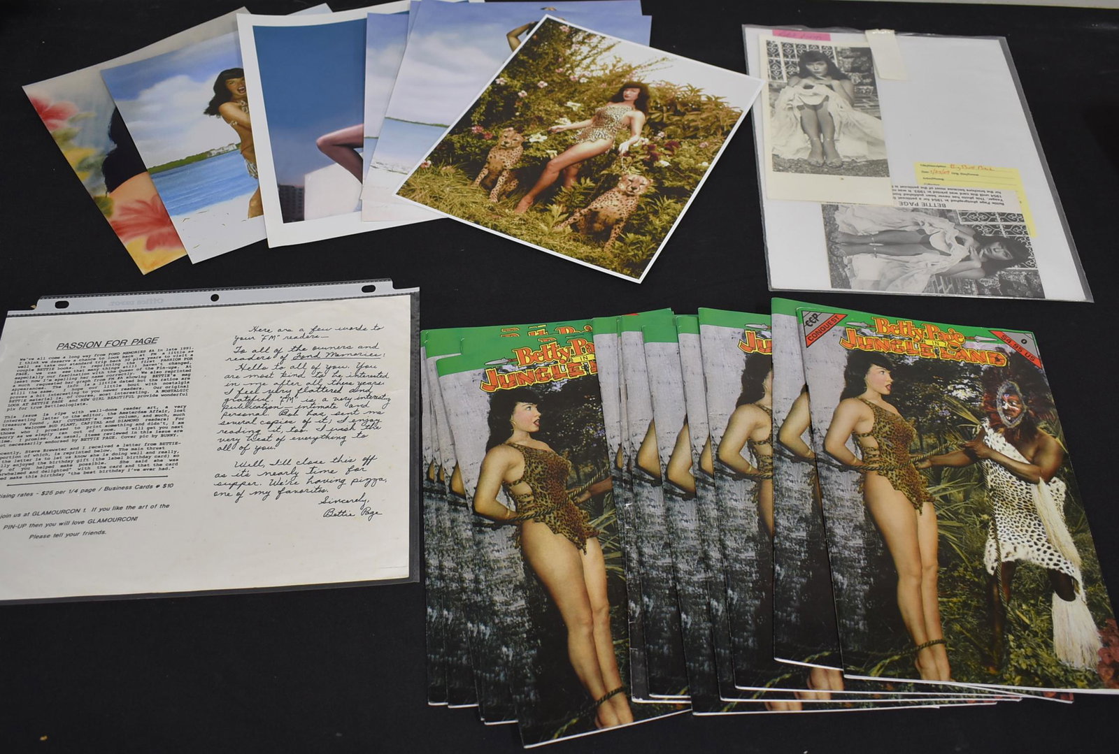 Betty Page In Jungle Land (12) & Photos (7): 12 Magazines With (7) 8x10 Double Stock Photos